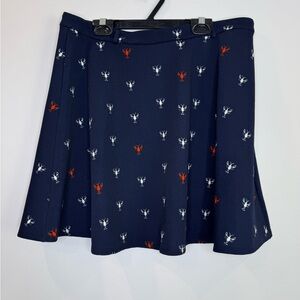 Yumi Navy Blue novelty Lobster Print Skirt size large